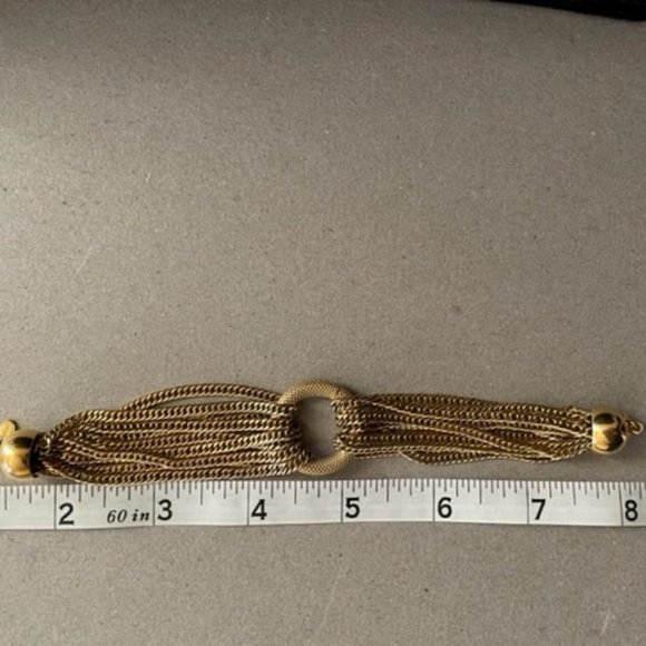 Monet Electroplated Gilded Gold Multi Chain Circle 7" Bracelet 1960's - Picture 3 of 9